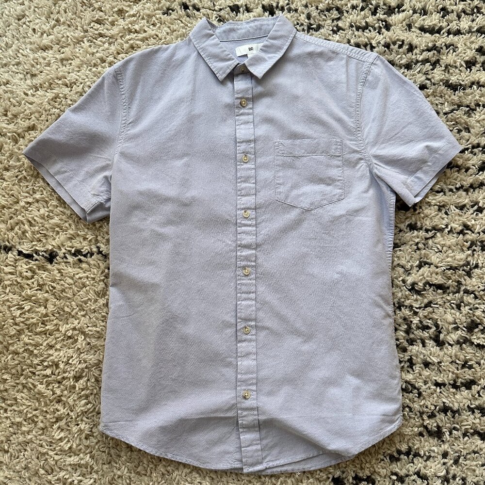 BP (Nordstrom) Men's Short Sleeve Button Down Oxford Shirt w/Pocket-Lavender - M